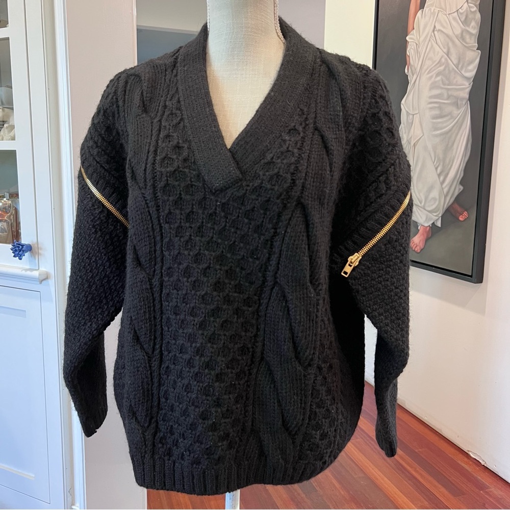 S MFSP$1900 GUCCI Unisex Chunky Cable Knit REMOVABLE SLEEVES Wool SWEATER - Picture 4 of 12